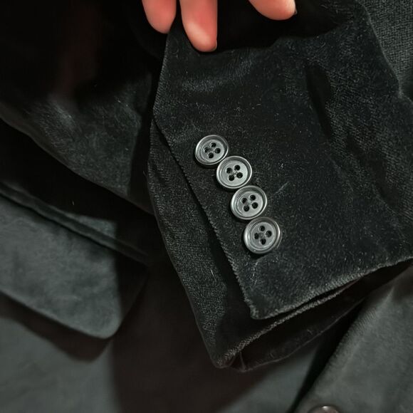 John Varvatos Black Textured Velvet Jacket Blazer Peak Collar 46R - Picture 5 of 16